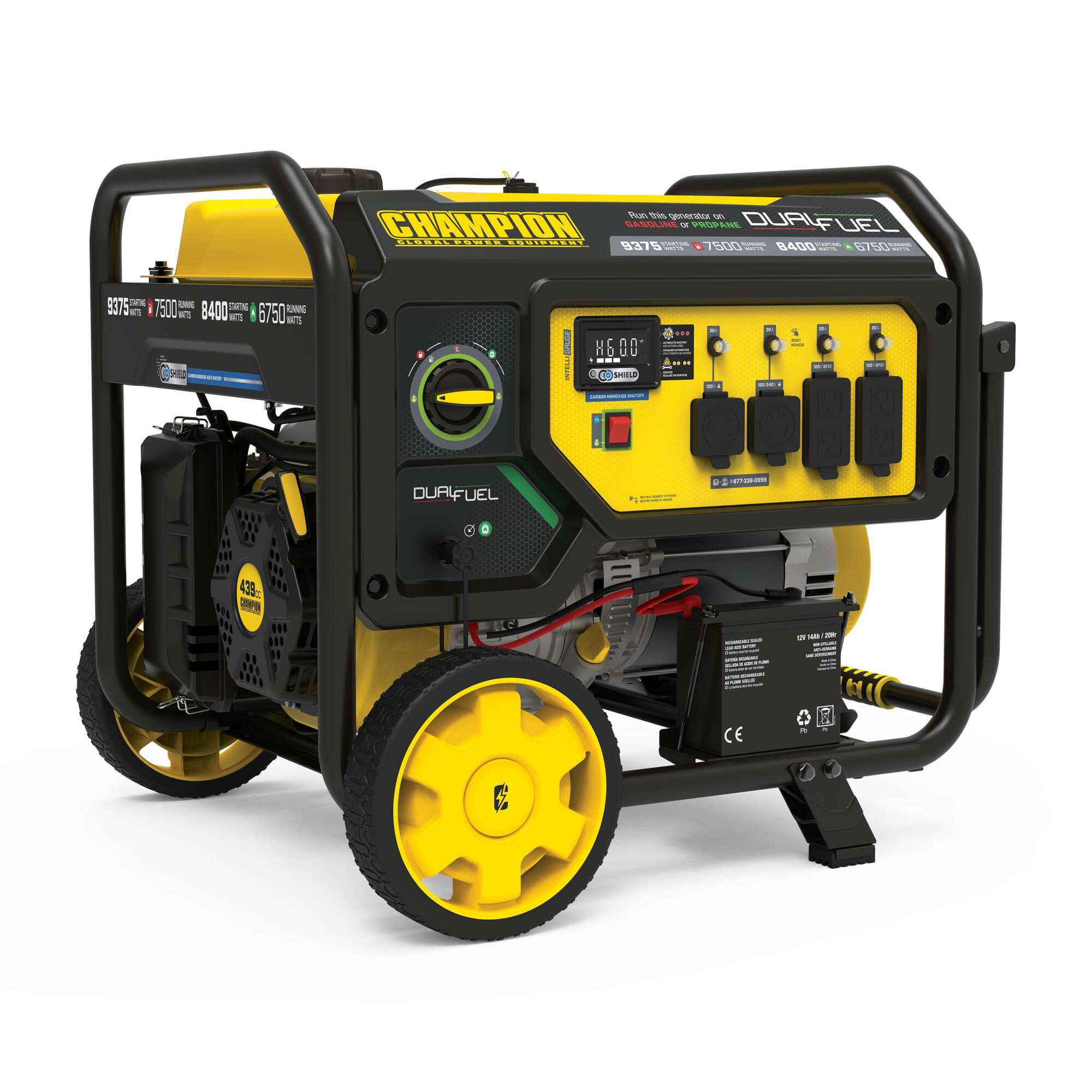 Champion Power Equipment Dual Fuel Portable Generator — 7500W, Electric Start, CO Shield, Model# 201281
